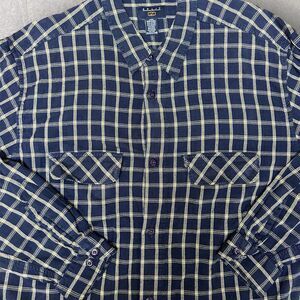 VTG 90s Split Button Up Shirt‎ Mens Sz L Navy Blue Shirt Skateboarding Surf USA